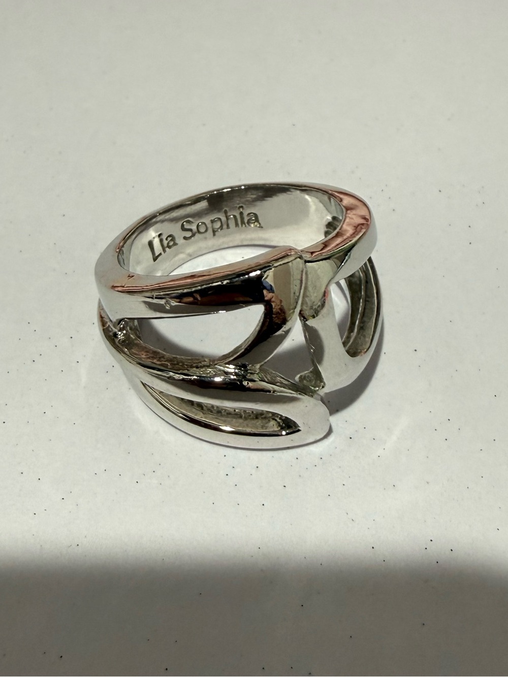Lia Sophia Shiny Tulip Silver Wrap Ring size 7